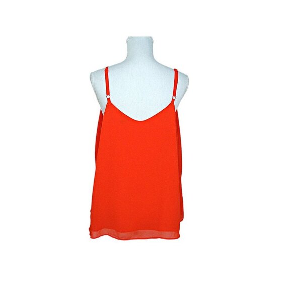 Torrid Bright Coral Orange Zipper Front Thin Strap Tank Top Flare Bottom Sz 0 L - Picture 4 of 12
